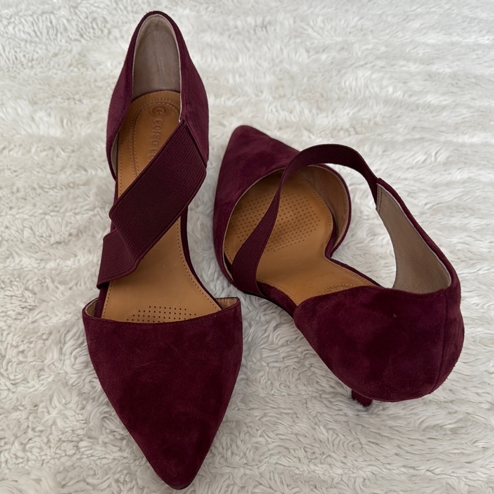 Corso Como Burgundy Pointed Toe Suede Heels